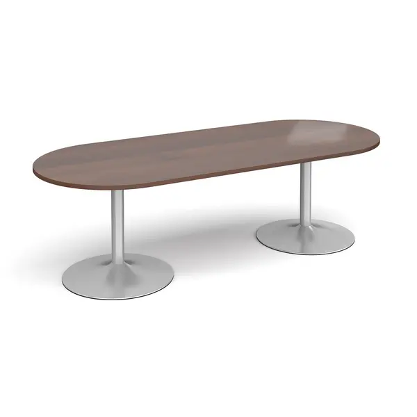 Image of Trumpet Base D - End Office Boardroom Table - Walnut - Silver Base