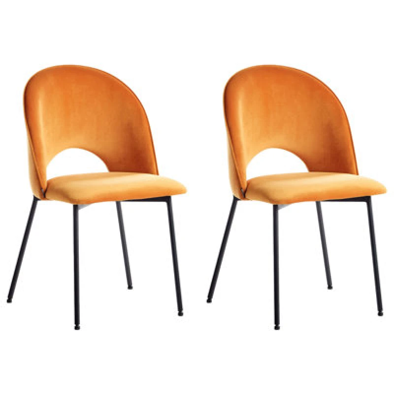 Image of Beliani Set Of 2 Dining Chairs Covelo Velvet Orange