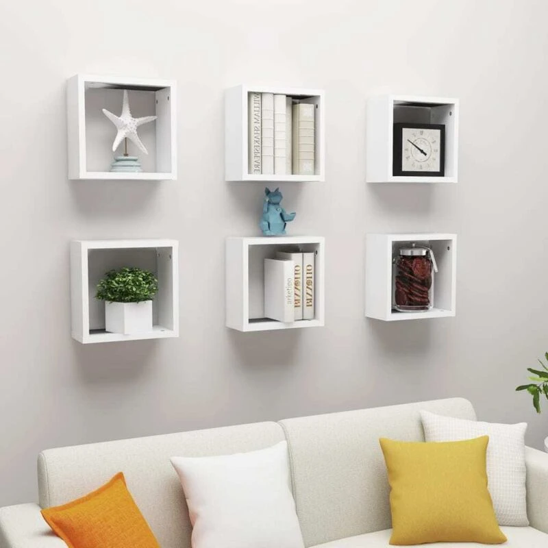 Image of VIDAXL Wall Cube Shelves 6 pcs White 30x15x30cm Vidaxl 8720286594186