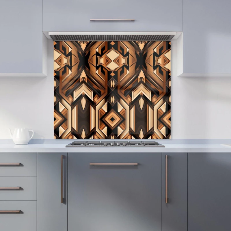 Image of Warren Reed - Designer Black & Brown Intricate Pattern Kitchen Splashback Size: 700mm x 750mm Brown Unisex 700mm x 750mm