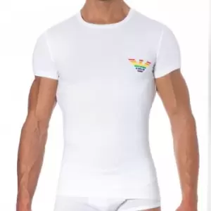 Image of Emporio Armani Rainbow Cotton T-Shirt - White M