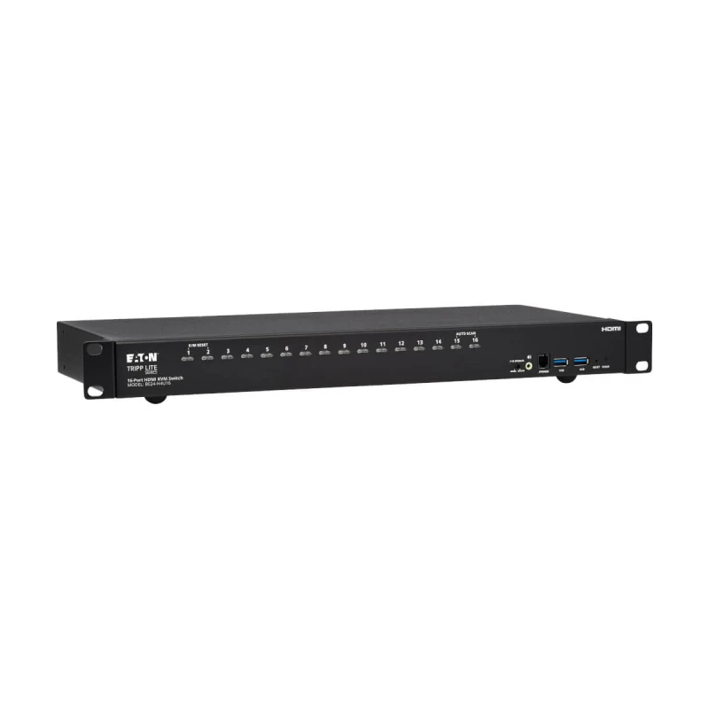 Image of Eaton Tripp Lite B024-H4U16 16-Port 4K HDMI/USB KVM Switch - 4K 60 Hz Video/Audio, USB Peripheral Sharing, 1U Rack-Mount B024-H4U16