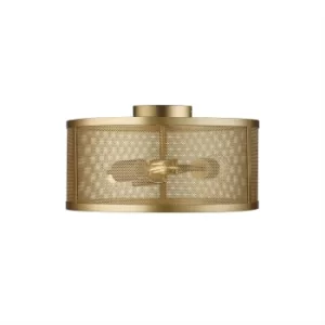 Image of Fishnet 3 Light Flush Ceiling Light Mesh Matt Gold, E27