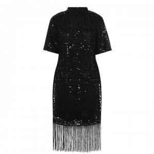 Image of Biba Fringe Hem Dress - Black