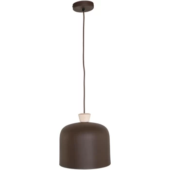 Image of Sienna Lighting - Sienna Vince Dome Pendant Ceiling Lights Brown Rust, Wood Clear
