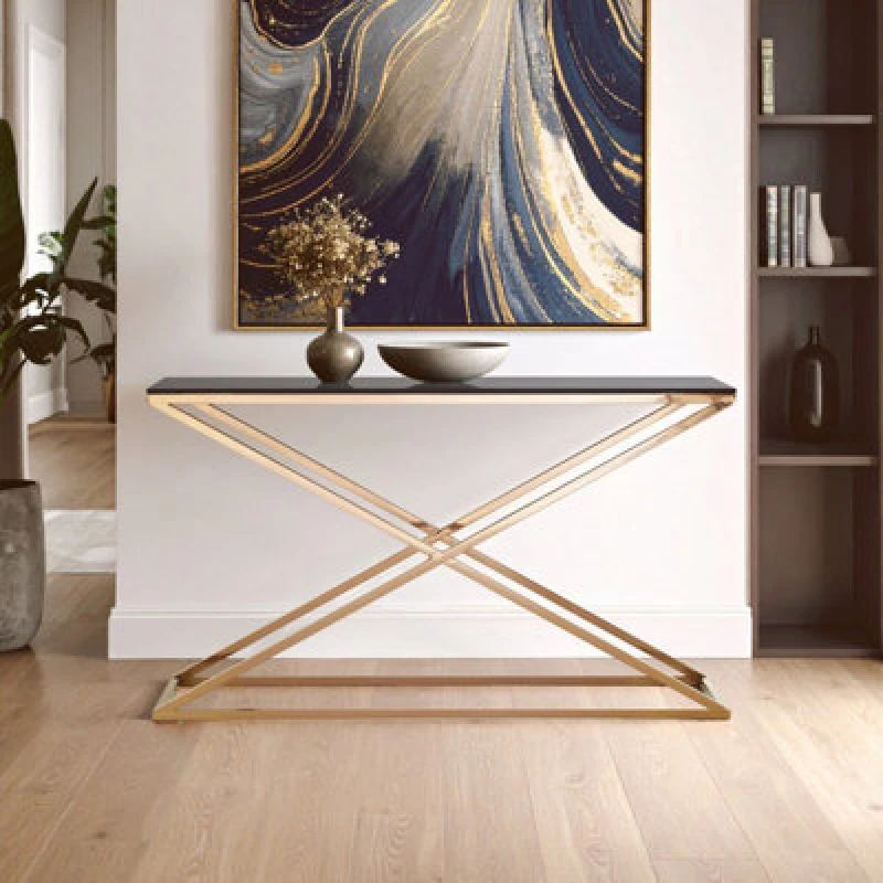 Image of Premier Housewares Elegant Montril Console Table, Optimal Dimensions Of Hallway Table, Easily Maintained Livingroom Table Gold