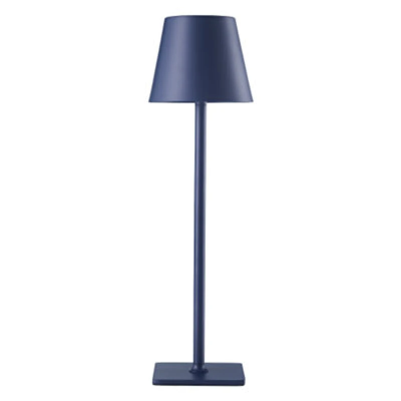 Image of Happy Homewares Tall Navy Blue Rechargeable Touch Dimmable Table Lamp With Metal Shade