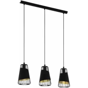Image of Hanging Ceiling Pendant Light Black & Gold 3 x 60W E27 Kitchen Island Lamp