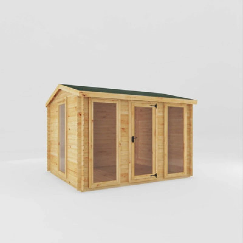 Image of Mercia 3.5 X 3 M Reverse Apex Log Cabin - 19mm - Timber - L313.4 X W352.8 X H259.5cm - Brown