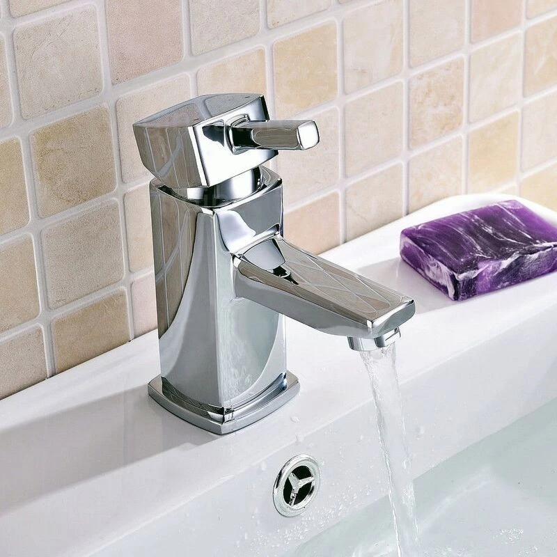 Image of NES HOME Nes Home - Boston Contemporary Cloakroom Basin Sink Single Lever Mixer Tap & Waste 5804+WST
