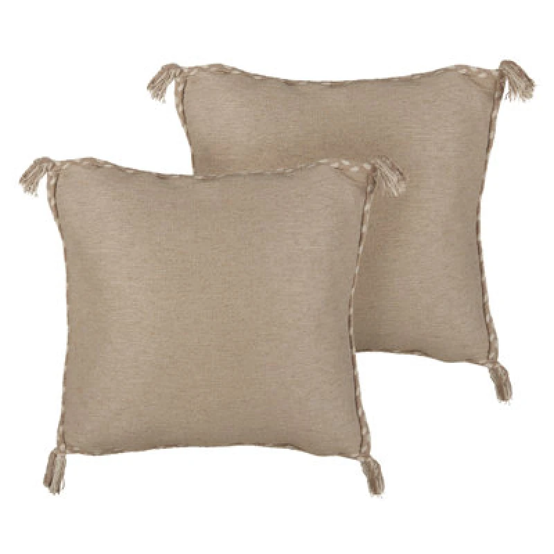 Image of Beliani Set Of 2 Decorative Cushions Erigeron Jute 45 X 45cm Beige Solid