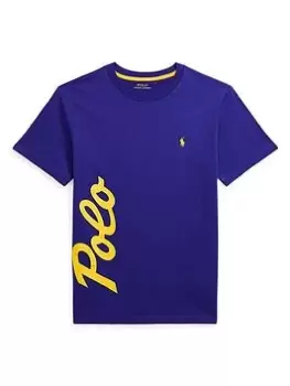 Image of Ralph Lauren Boys Polo Logo T-Shirt - Blue Size 7 Years=S