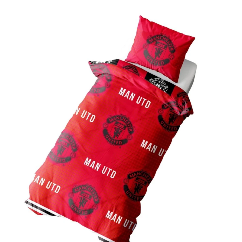 Image of Manchester United FC Honour Reversible Duvet Set in Red Size: Double Red Unisex Double
