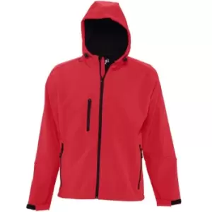 Image of SOLS Mens Replay Hooded Soft Shell Jacket (Breathable, Windproof And Water Resistant) (S) (Pepper Red)