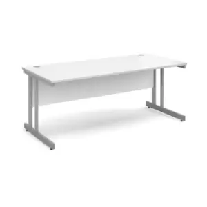 Image of Dams Momento straight desk 1800mm x 800mm - silver cantilever frame, white top