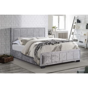 Image of Birlea - Hannover Steel Crushed Velvet Fabric Upholstered Bed Frame 4ft6 Double 135 cm