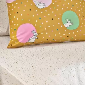 Image of Peter Rabbit Dotty Ochre Fitted Sheet Ochre