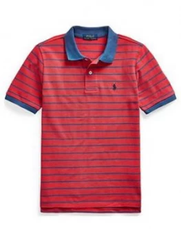 Image of Ralph Lauren Boys Short Sleeve Stripe Polo Top - Red