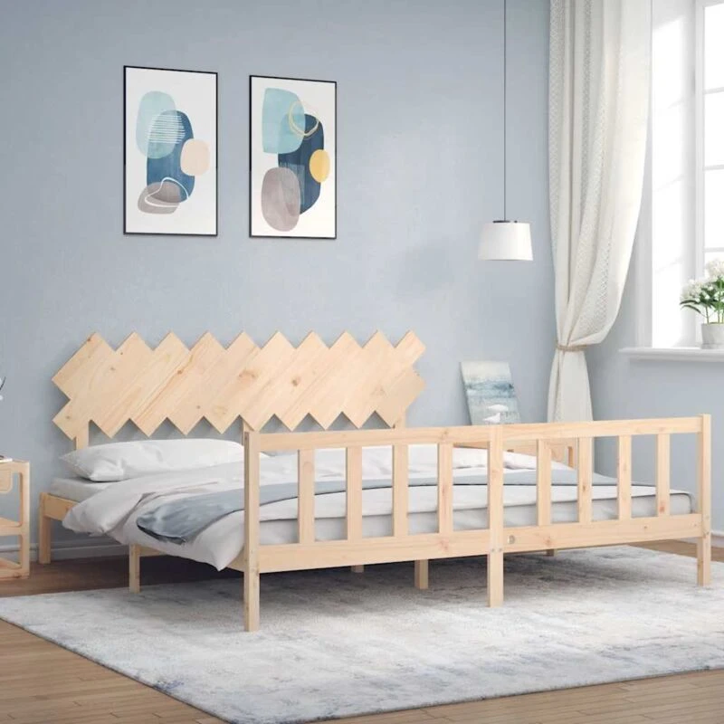 Image of VIDAXL Bed Frame without Mattress 200x200cm Solid Wood Pine Vidaxl 3193486