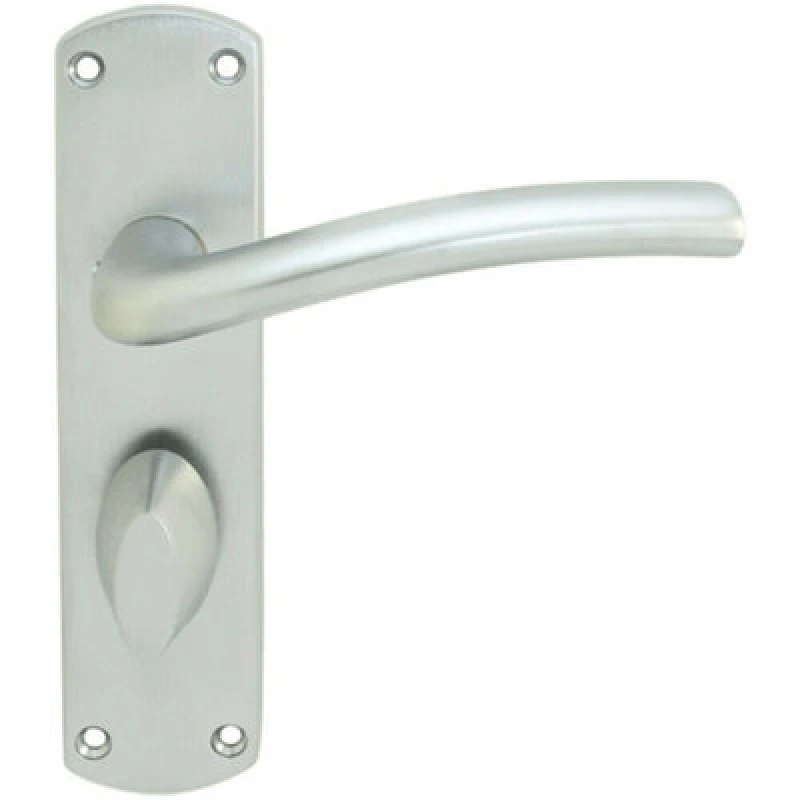 Image of Loops Rounded Curved Bar Handle on Bathroom Backplate 170 x 42mm Satin Chrome Multi
