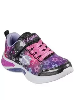 Image of Skechers Star Sparks Light Up Trainers, Black/Multi, Size 3 Older