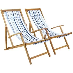 Image of Charles Bentley Coastal Deck Chairs Pair /White
