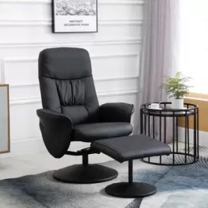 Image of HOMCOM Faux Leather 2 Pcs Reclining Armchair With Ottoman 360 Degree Swivel Home Furniture Black