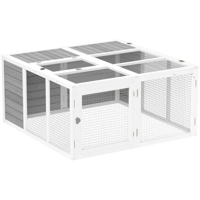 Image of PawHut Pawhut - Rabbit Hutch Small Animal Guinea Pig House with Openable Roof Grey 5056725571597