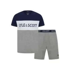 Image of Lyle & Scott Mens Steven Lounge Set - Peacoat/Grey Marl - S