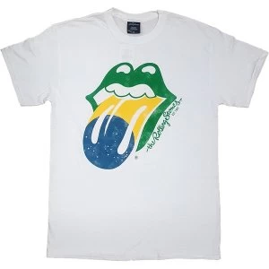 Image of The Rolling Stones - Brazil Tongue Unisex Medium T-Shirt - White