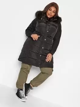 Image of Yours Yours Midi Padded Gilet Black, Size 14, Women