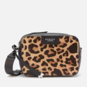 Image of Radley Womens Alba Place Faux Leopard Small Cross Body Bag Zip Around - Black