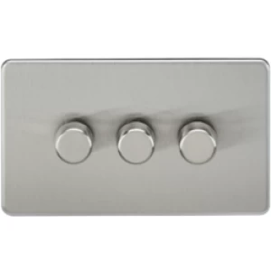 Image of KnightsBridge 60-400W 3G 2 Way Screwless Brushed Chrome 230V Electric Dimmer Switch