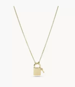 Image of Fossil Women Lane Engravable Gold-Tone Stainless Steel Station Necklace