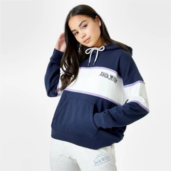 Image of Jack Wills Pitfield Colour Block Hoodie - Navy