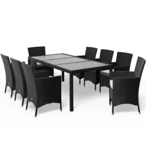 Image of 8 Seat Poly Rattan Garden Dining Set Riga Black