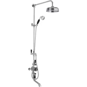 Image of Topaz Triple Exposed Mixer Shower with Shower Kit - Fixed Head & Spout - Black/Chrome - Hudson Reed