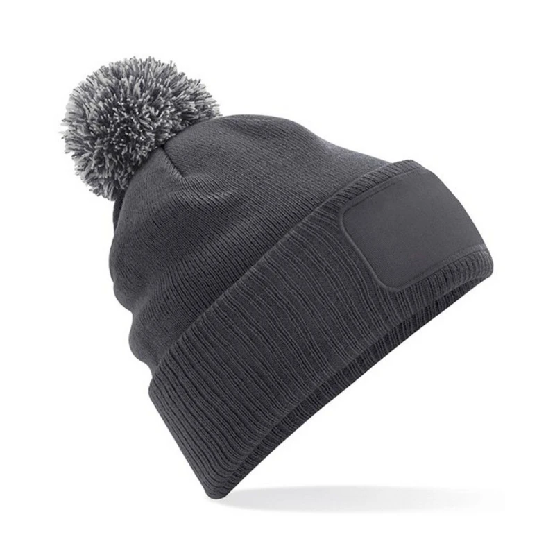 Image of Beechfield Beechfield Men Snowstar Patch Beanie in Grey Grey One Size Male 5063300155035