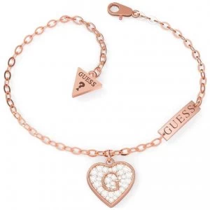 Image of Guess GShine Rose Gold PVP Crystal Charm Bracelet UBB79064 Jewellery