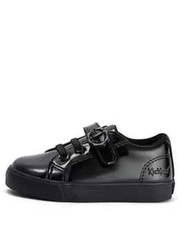 Image of Kickers Tovni Lo Vel Bloom Patent School Plimsoll, Black, Size 10 Younger