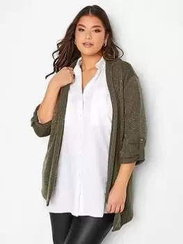 Image of Yours Textured Cardigan - Green, Size 18, Women