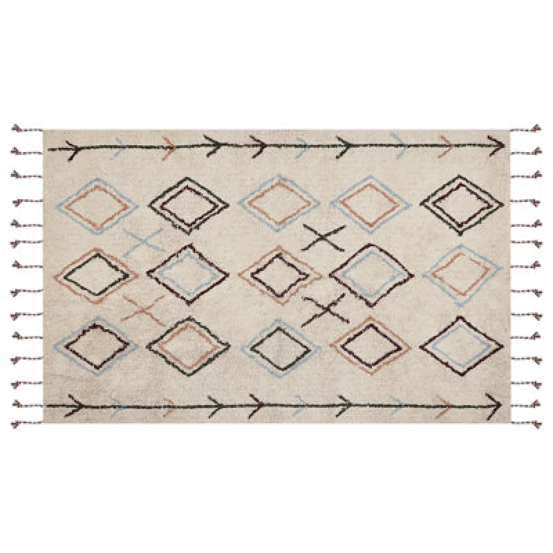 Image of Beliani Rug Corum Beige 140 X 200 Cm Cotton