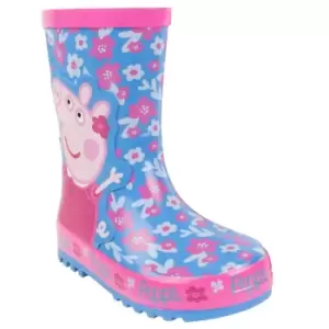 Image of Peppa Pig Official Girls Flower Character Wellies (6 UK Child) (Blue/Pink)