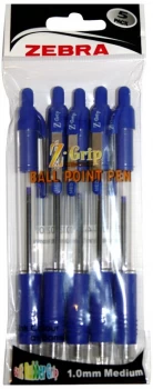 Image of Zebra Z-Grip Retractable Ballpoint Blue PK5