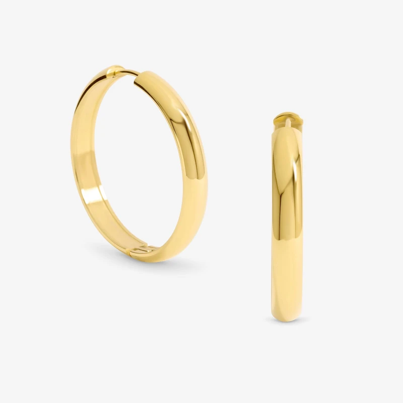 Image of Jon Richard Gold Plated Stainless Steel Large Flat Hoops Hoop Earrings One Size Gold 72188010000