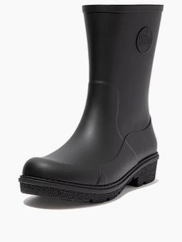 Image of FitFlop Wonderwelly Short Wellington Boots - Black, Size 8, Women
