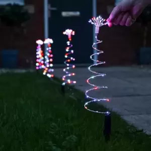 Image of 4 Pack 30cm Outdoor Rainbow LED Firefly Wire Tree Stake Light Decoration Path Garden - Multi Colour