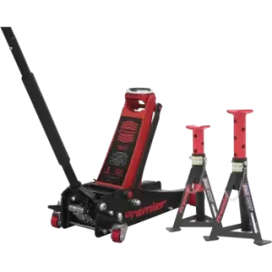Image of Sealey Premier 3040A Rocket Lift Trolley Jack and Axle Stands Set 3 Tonne Red