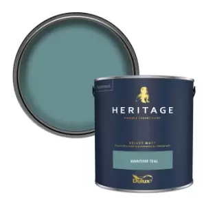 Image of Dulux Heritage Velvet Matt Maritime Teal Matt Emulsion Paint 2.5L