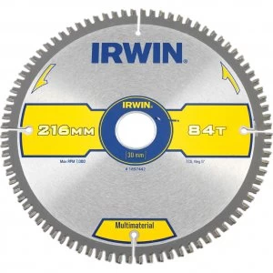 Image of Irwin Multi Material Circular Saw Blade 216mm 84T 30mm